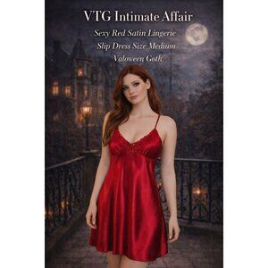 VTG Y2K 90s Intimate Affair Sexy Red Satin Lingerie Slip Dress M Valoween Goth